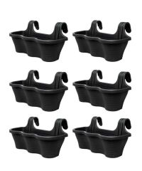 Omnipazar SO-TOM5 Tombik Askılı Balkon Saksı 10 Lt Antrasit 6 Adet