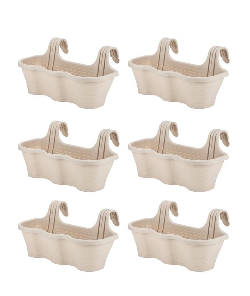 Omnipazar SO-TOM5 Tombik Askılı Balkon Saksı 10 Lt Kirli Beyaz 6 Adet