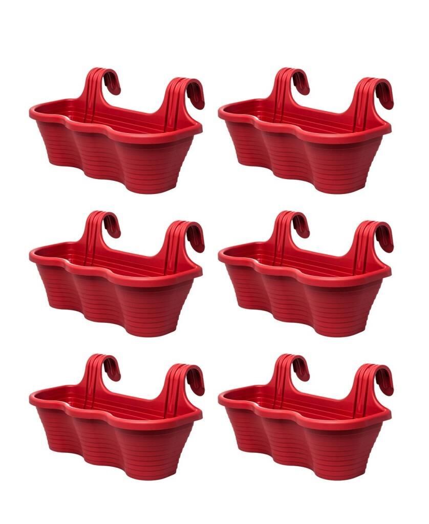 Omnipazar SO-TOM5 Tombik Askılı Balkon Saksı 10 Lt Kırmızı 6 Adet