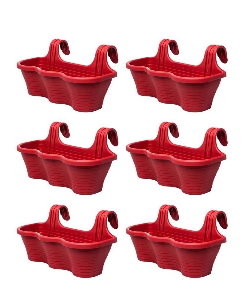 Omnipazar SO-TOM5 Tombik Askılı Balkon Saksı 10 Lt Kırmızı 6 Adet