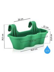 Omnipazar SO-TOM5 Tombik Askılı Balkon Saksı 10 Lt Kırmızı 6 Adet