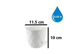 Omnipazar KRS-451 Yakamoz Tabaklı Plastik Saksı Takımı 0.65 lt Beyaz 6 Adet