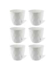 Omnipazar KRS-451 Yakamoz Tabaklı Plastik Saksı Takımı 0.65 lt Beyaz 6 Adet