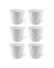 Omnipazar KRS-451 Yakamoz Tabaklı Plastik Saksı Takımı 0.65 lt Beyaz 6 Adet