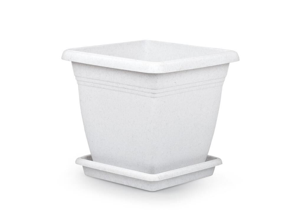 Omnipazar SO-VK05 Villa Kare Tabaklı Saksı 64 lt No 5 Kirli Beyaz (113)