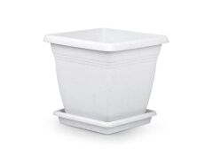 Omnipazar SO-VK05 Villa Kare Tabaklı Saksı 64 lt No 5 Kirli Beyaz (113)