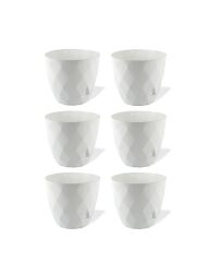Omnipazar KRS-450 Yakamoz Tabaklı Plastik Saksı Takımı 0.3 lt Beyaz 6 Adet