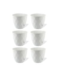 Omnipazar KRS-450 Yakamoz Tabaklı Plastik Saksı Takımı 0.3 lt Beyaz 6 Adet