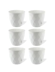 Omnipazar KRS-452 Yakamoz Tabaklı Plastik Saksı Takımı 1.3 Lt Beyaz 6 Adet