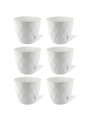Omnipazar KRS-452 Yakamoz Tabaklı Plastik Saksı Takımı 1.3 Lt Beyaz 6 Adet