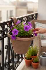 Omnipazar SO-TOM3 Tombik Askılı Balkon Saksı 3 Litre No: 3 Mocha