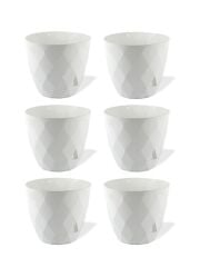 Omnipazar KRS-453 Yakamoz Tabaklı Plastik Saksı Takımı 2.4 lt Beyaz 6 Adet