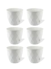 Omnipazar KRS-453 Yakamoz Tabaklı Plastik Saksı Takımı 2.4 lt Beyaz 6 Adet