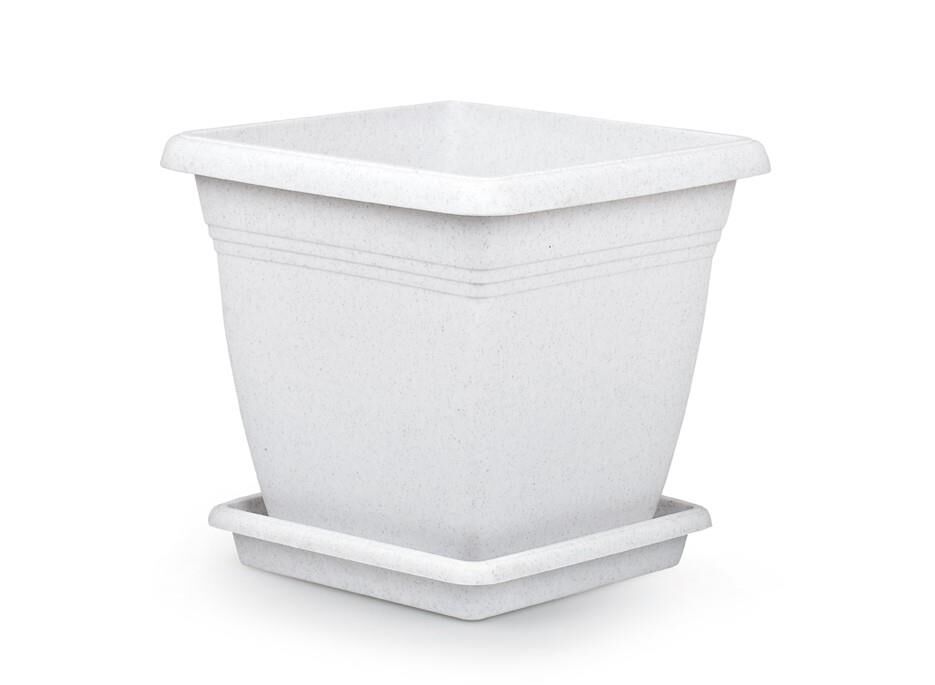 Omnipazar SO-VK06 Villa Kare Tabaklı Saksı 110 lt No 6 Kirli Beyaz (113)