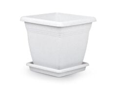 Omnipazar SO-VK06 Villa Kare Tabaklı Saksı 110 lt No 6 Kirli Beyaz (113)