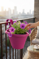 Omnipazar SO-TOM3 Tombik Askılı Balkon Saksı 3 Lt Vişne 6 Adet