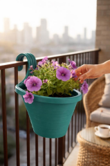 Omnipazar SO-TOM3 Tombik Askılı Balkon Saksı 3 Lt Yeşil 6 Adet
