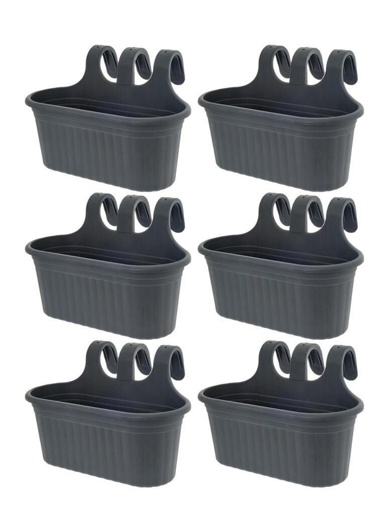 Omnipazar SO-TOM2 Tombik Askılı Balkon Saksı 6.5 Lt Antrasit 6 Adet