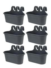 Omnipazar SO-TOM2 Tombik Askılı Balkon Saksı 6.5 Lt Antrasit 6 Adet