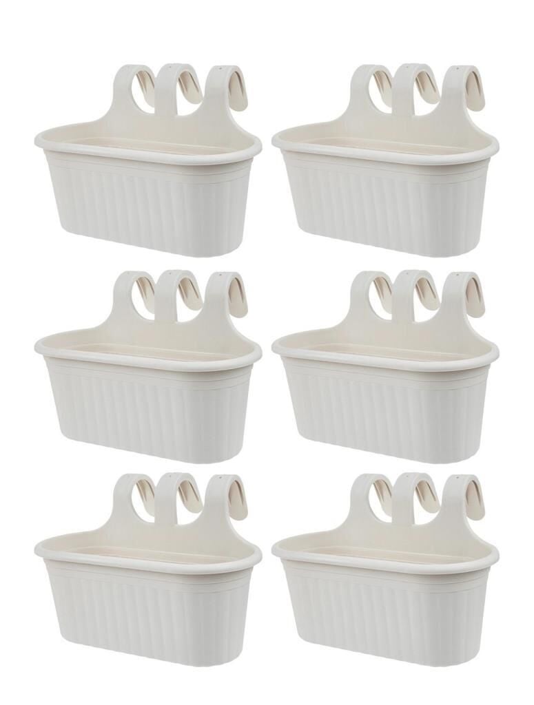 Omnipazar SO-TOM2 Tombik Askılı Balkon Saksı 6.5 Lt Kirli Beyaz 6 Adet