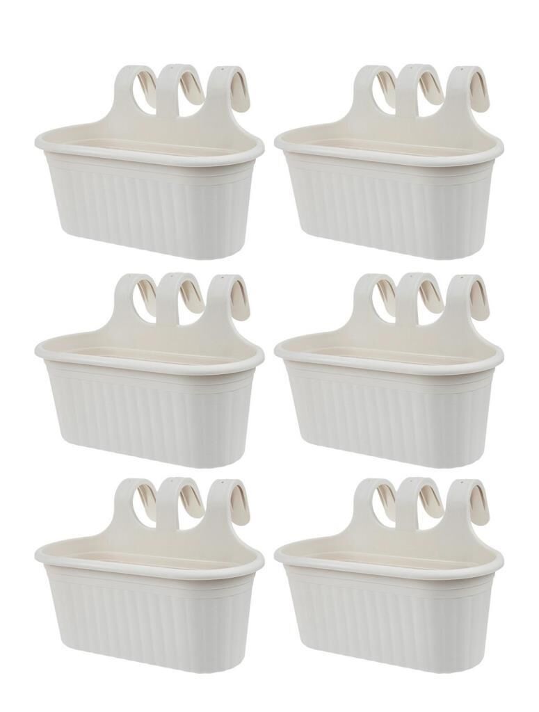 Omnipazar SO-TOM2 Tombik Askılı Balkon Saksı 6.5 Lt Kirli Beyaz 6 Adet