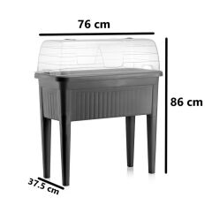 Omnipazar SO-ABS3 Fanuslu Ayaklı Bahçe Yetiştirme Saksı Seti 60 Litre No 3 Antrasit (116)