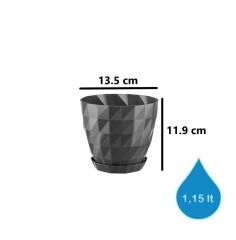 Omnipazar SO-KRT2 Dekoratif Kristal Saksı Takımı 1.15 Litre No 2 Antrasit (116)