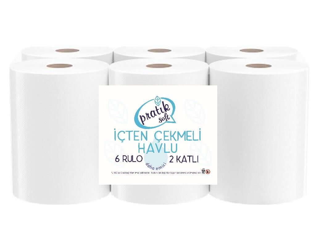 Pratiksoft İçten Çekmeli Kağıt Havlu 6 Rulo