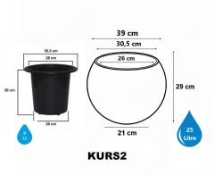 SO-KURS2 Dekoratif Küre Yuvarlak Saksı İç Kovalı 25 lt Antrasit 3 Adet