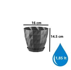 Omnipazar SO-KRT3 Dekoratif Kristal Saksı Takımı 1.85 Litre No 3 Antrasit (116)
