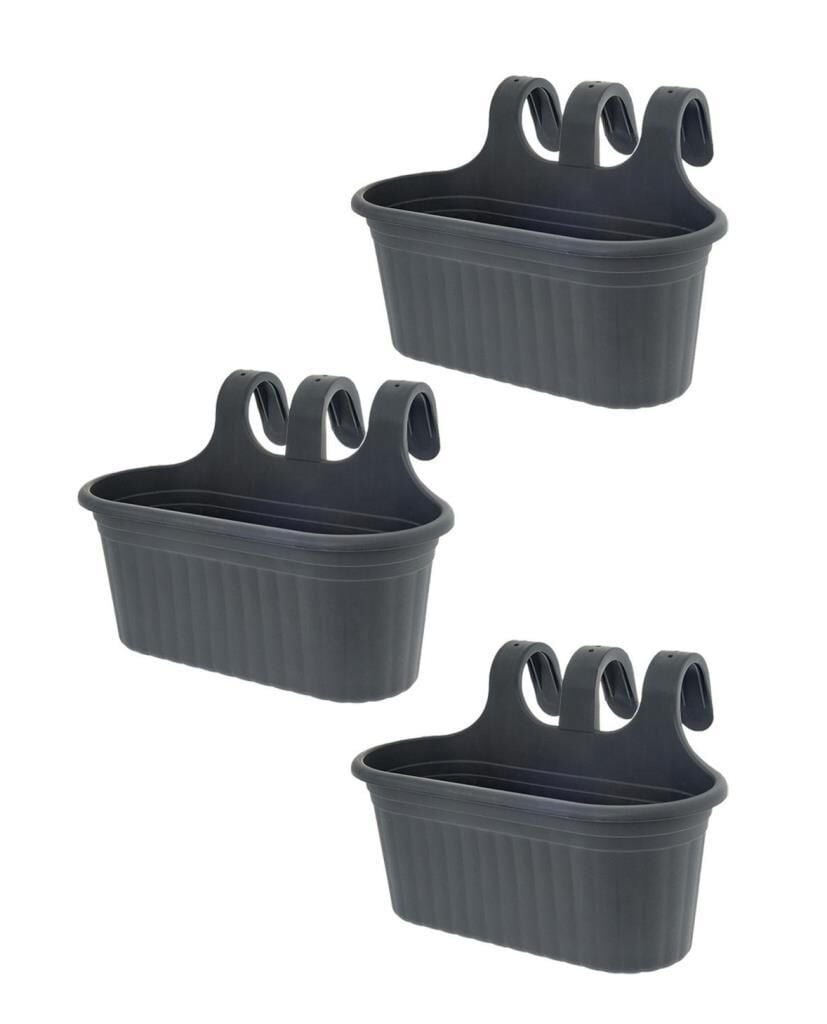 Omnipazar SO-TOM2 Tombik Askılı Balkon Saksı 6.5 Lt Antrasit 3 Adet