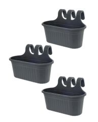 Omnipazar SO-TOM2 Tombik Askılı Balkon Saksı 6.5 Lt Antrasit 3 Adet