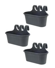 Omnipazar SO-TOM2 Tombik Askılı Balkon Saksı 6.5 Lt Antrasit 3 Adet