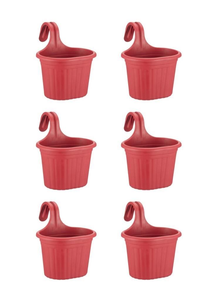 Omnipazar SO-TOM1 Tombik Askılı Balkon Saksı 3 lt Kırmızı 6 Adet