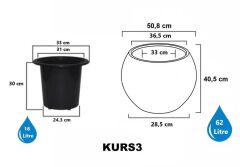 Omnipazar SO-KURS3 Küre Dekoratif Yuvarlak İç Kovalı Saksı 62 Litre No: 3 Beyaz