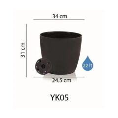 Omnipazar SO-YK05 Yakut Saksı Takımı Separetörlü 22 Lt 3 Adet Siyah