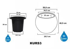 SO-KURS3 Küre Dekoratif Yuvarlak İç Kovalı Saksı 62 Lt Beyaz 3 Adet