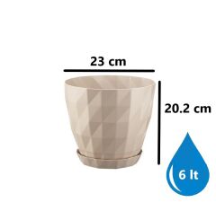 Omnipazar SO-KRT5 Dekoratif Kristal Saksı Takımı 6 Litre No 5 Kirli Beyaz (113)