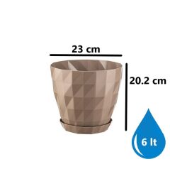 Omnipazar SO-KRT5 Dekoratif Kristal Saksı Takımı 6 Litre No 5 Mocha