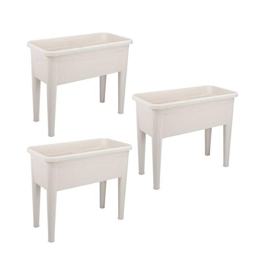 Omnipazar SO-AB03 Ayaklı Bahçe Yetiştirme Saksı 60 Lt Kirli Beyaz 3 Adet