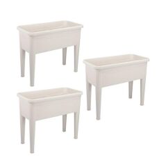 Omnipazar SO-AB03 Ayaklı Bahçe Yetiştirme Saksı 60 Lt Kirli Beyaz 3 Adet