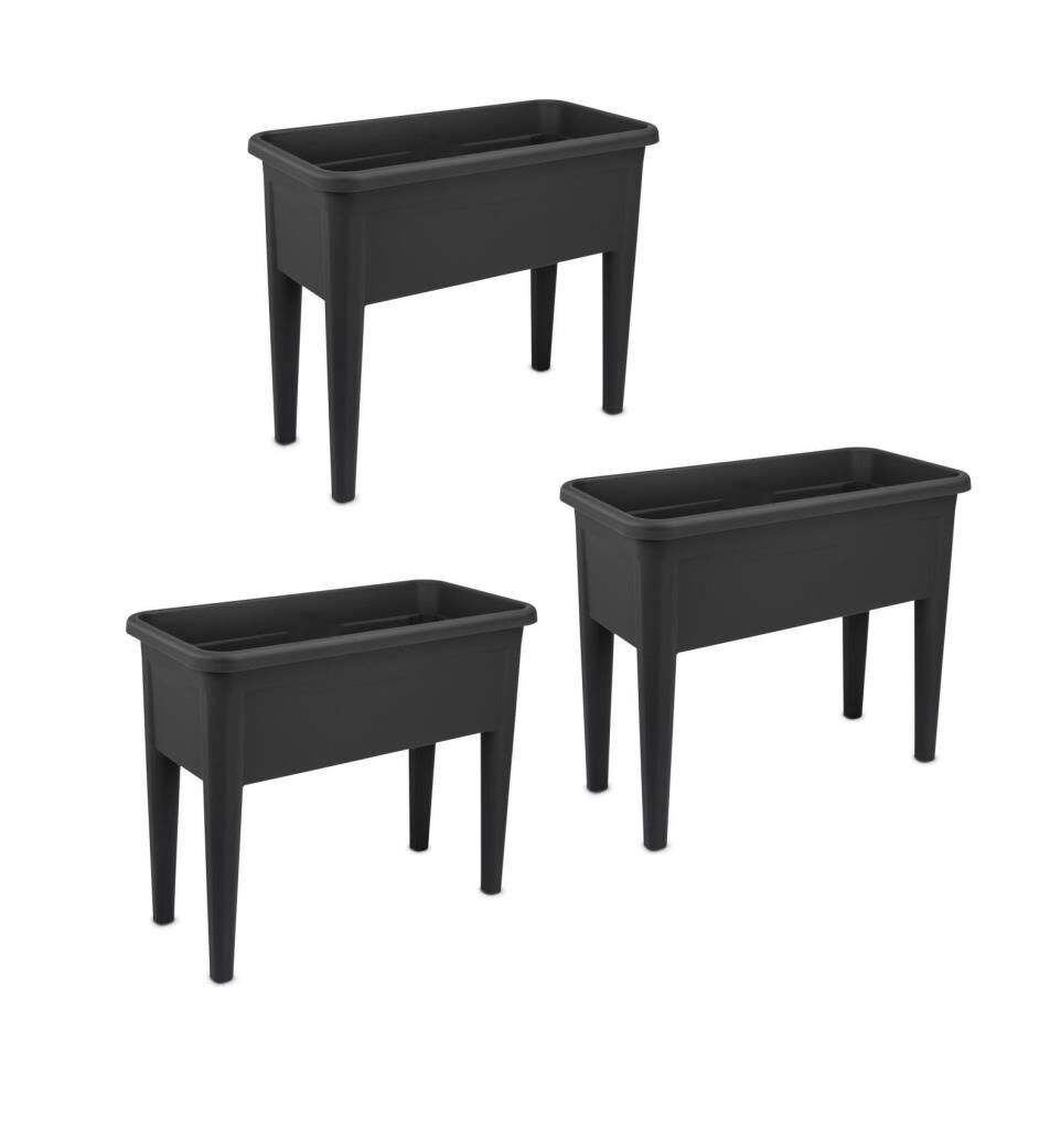 Omnipazar SO-AB03 Ayaklı Bahçe Yetiştirme Saksı 60 Lt Antrasit 3 Adet