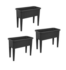 Omnipazar SO-AB03 Ayaklı Bahçe Yetiştirme Saksı 60 Lt Antrasit 3 Adet