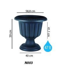 Omnipazar SO-N003 Nergiz Dekoratif Dış Mekan Saksı 47 lt Antrasit 3 Adet