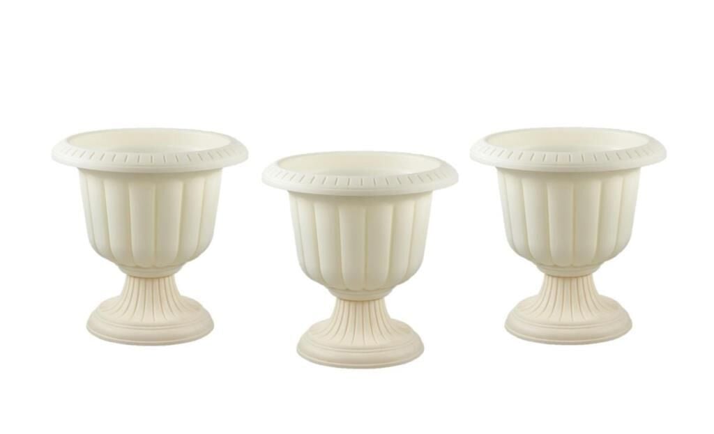 Omnipazar SO-N003 Nergiz Dekoratif Dış Mekan Saksı 47 lt Kirli Beyaz 3 Adet