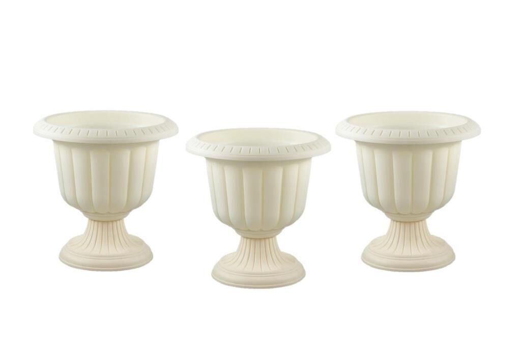 Omnipazar SO-N002 Nergiz Dekoratif Dış Mekan Saksı 25,3 lt Kirli Beyaz 3 Adet