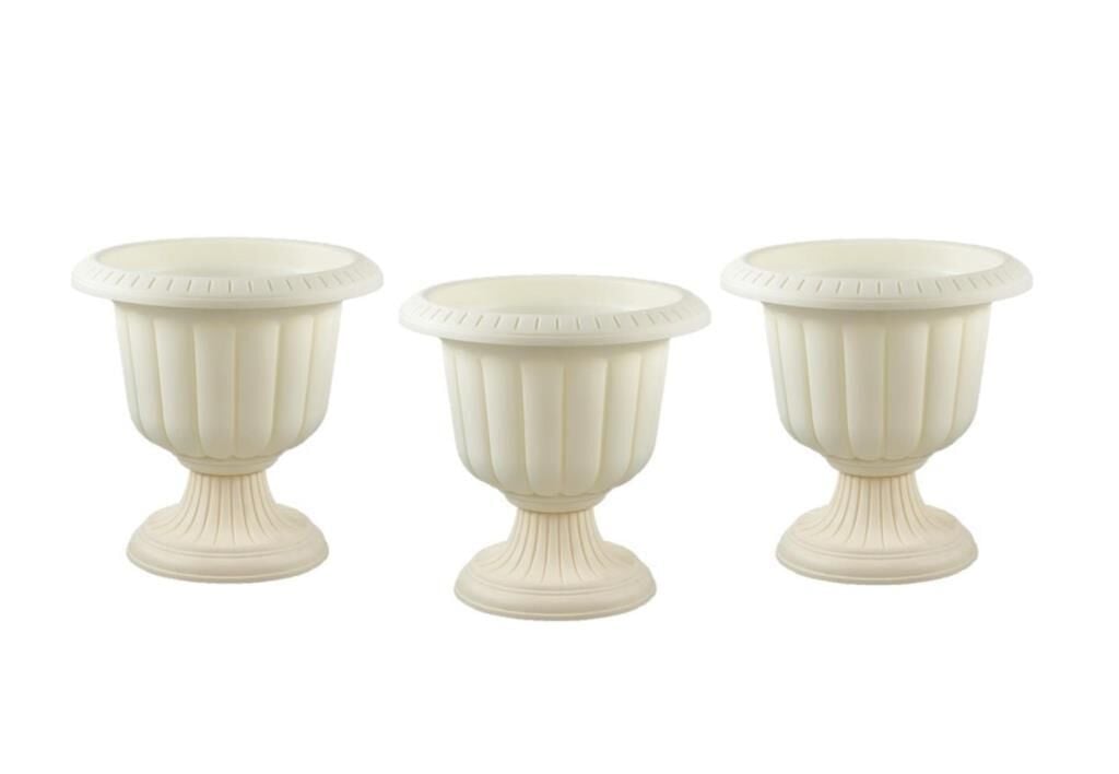 Omnipazar SO-N002 Nergiz Dekoratif Dış Mekan Saksı 25,3 lt Kirli Beyaz 3 Adet