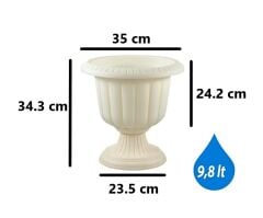 Omnipazar SO-N001 Nergiz Dekoratif Saksı 9,8 lt Kirli Beyaz 3 Adet