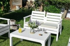 Omnipazar SY-2492 Solemare 2'li Bahçe Oturma Grubu Koltuk Takımı Beyaz