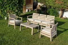 Omnipazar SY-2493 Solemare 3'lü Bahçe Oturma Grubu Koltuk Takımı Bej
